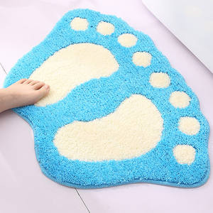 Tapis de bain floqué à motif de pieds, en polyester à poils longs, antidérapant en TPR, pour entrée de salle de bain, tapis de sol absorbant pour la maison et la douche - Product Image 3