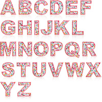 Patchs de lettre brodés en PVC rose à la mode motif de fleur de fer mignon pour chapeau de fille chaussures jeans-accessoires de vêtement