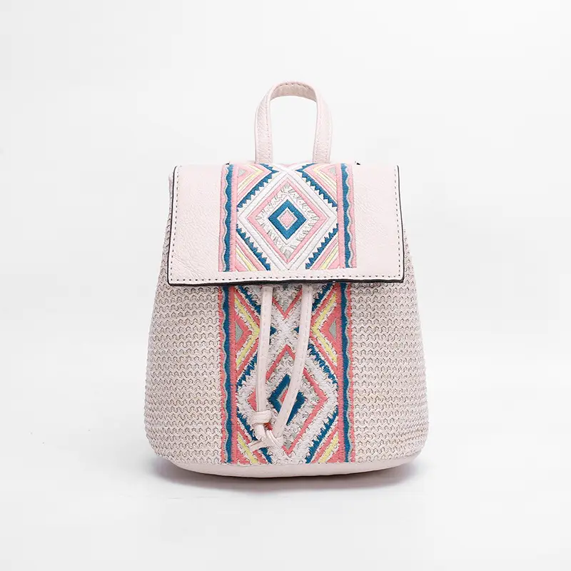 Mochila de paja para mujer, bolso de hombro informal para chicas adolescentes, bolsa de día de viaje, estilo bohemio, complejo turístico para playa, 2022