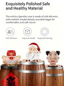 Étui à cigarettes automatique amusant en forme <span class=keywords><strong>de</strong></span> tonneau, boîte <span class=keywords><strong>de</strong></span> rangement pour cigarettes, distributeur <span class=keywords><strong>de</strong></span> cigarettes Père Noë<span class=keywords><strong>l</strong></span> pour fête <span class=keywords><strong>de</strong></span> Noë<span class=keywords><strong>l</strong></span> - Product Image 4