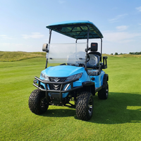 Voiture de golf électrique multifonctionnelle bleue 8 places 4x4 avec batterie sans entretien pour hôtel de villégiature