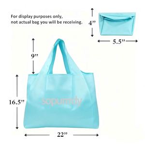 Sac fourre-tout pliable personnalisé avec logo, grande capacité, poignées longues, sacs de courses écologiques pour les voyages, cadeaux, sacs fourre-tout - Product Image 2