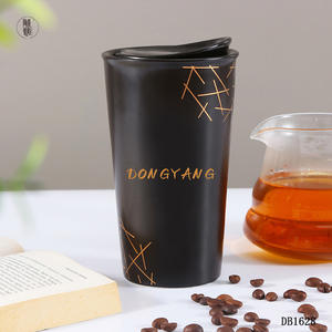 Tasse à café en céramique Dongyang avec couvercle, grande capacité, double paroi isolée, mug de voyage, cadeau d'affaires - Product Image 3