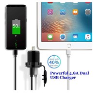 Adaptateur de prise de courant double USB 12-24V 4.8A avec voltmètre LED et écran d'affichage, certifié CE ROHS A