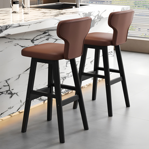 Tabouret de bar moderne en <span class=keywords><strong>bois</strong></span> massif de style minimaliste chaise haute de luxe pour maison île réception caissier sans barrière - Product Image 5