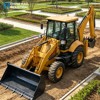 Chargeuse-pelleteuse 4x4 multifonctionnelle, chargeuse frontale et excavatrice arrière intégrées, machine pour travaux de construction et agricoles, avec certificat CE