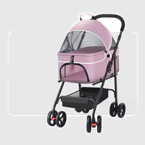 Luxe 4-wielige Huisdierenwagen Multifunctionele Kinderwagen Met Afneembare Opvouwbare Reiskinderwagen