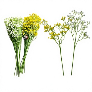 Fiori Artificiali Realistici in Gomma Morbida, Gypsophila Bianca e Gialla, 40cm, 12 Pezzi per Mazzo, Riutilizzabili e Riciclabili - Product Image 1
