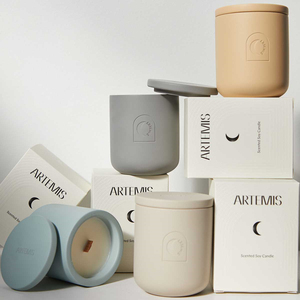 Wholesale Custom Eco Friendly Matte Embossed Logo Concrete 8oz 12oz Candle Vessels Container with Packages