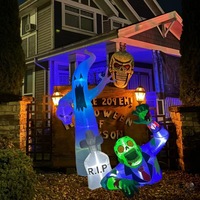 Dekorasi Labu Hantu Halloween Tiup dengan Lampu LED
