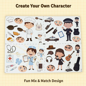 Cute cartoon DIY face <b>stickers</b> with a career theme – die-cut <b>stickers</b> for children’s crafts - Product Image 2
