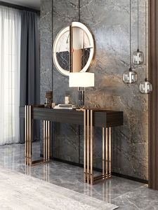 <span class=keywords><strong>Table</strong></span> <span class=keywords><strong>console</strong></span> d'angle en bois et acier inoxydable de luxe pour hall d'hôtel, avec miroir, pour entrée et salon - Product Image 2