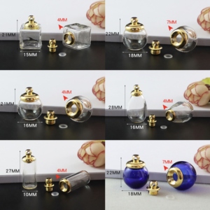 תליוני זכוכית חלולים למילוי עם מכסה בורג מוזהב, תכשיטי שרשרת למזכרת מאפר, להכנת תליונים - Product Image 3