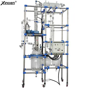 Impianto di distillazione sotto vuoto riscaldamento rivestito doppio strato reattore di vetro