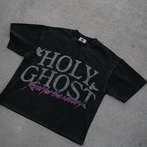Drop Shoulder Slim Fit Übergroße Baumwolle O-Ausschnitt <span class=keywords><strong>Cropped</strong></span> Boxy Fit Dtg Siebdruck Custom Letter Herren <span class=keywords><strong>Cropped</strong></span> Graphic T-Shirt - Product Image 4