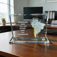 Neelpure 186292 Mapa del Continente en Cristal, Premio Personalizado con Imagen Artística, Placa Personalizada para Asociaciones Comerciales Globales