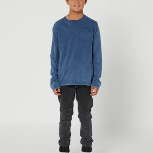 Personnalisé décontracté coton enfants vêtements hauts pullover couleur unie bébé garçons vêtements bleu minéral adolescent aller à <span class=keywords><strong>la</strong></span> poche à manches longues t-shirt - Product Image 5