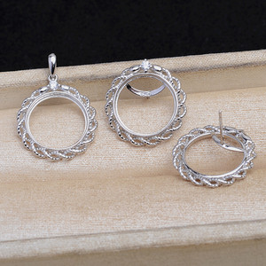 มาเบกงจี้สแตนเลสชุบเงินทรงวงกลมวินเทจชุดเครื่องประดับ DIY 15.5-15.7 มม. - Product Image 1