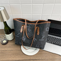 Sac fourre-tout tendance en PU de style coréen pour femme avec imprimé lettres, sac à bandoulière pour l'été, élégant, grande capacité, sac à main pour usage quotidien