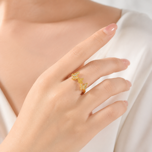 Anello Aperto a Farfalla da Donna, Anello Statement alla Moda, Accessorio Regolabile per Dito, Stile Elegante - Product Image 3