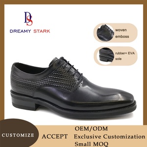 Chaussures Oxford à lacets pour homme, en cuir véritable noir, faites à la main, de haute qualité, avec motif tissé en relief, logo personnalisé, marque originale, confortables, pour l'automne - Product Image 2