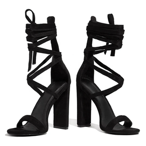 ชุดเดรสลูกไม้สายไขว้สุดเซ็กซี่สำหรับผู้หญิงรองเท้าสำหรับงานแต่งงานรองเท้าส้นสูงปั๊มส้นหนาสำหรับฤดูร้อน - Product Image 6