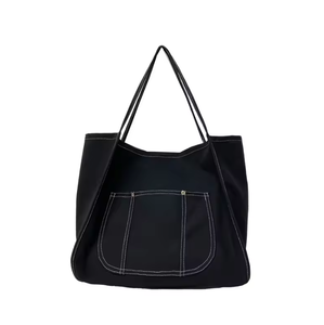 Bolsa de tela de algodón orgánico grande, reutilizable, para compras, con logo impreso, para viajes diarios. - Product Image 4