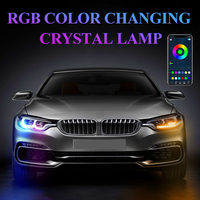 Luz LED RGB de cristal para circulación diurna, flexible, impermeable, con señal de giro secuencial, luz oculta para faro de coche, modificación DRL