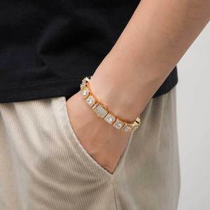 Bracelet carré en zircon de 10 mm, style rock sugar, accessoires hip-hop, boucle à ressort, marque tendance, accessoires pour homme, Tanjing - Product Image 2