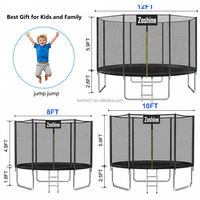 Trampoline rond pour enfants Zoshine de 8 pieds avec poteau droit, filet de sécurité, tapis de protection, échelle, approuvé ASTM, équipement de saut pour extérieur et jardin