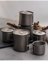 Gelas Air Titanium Portabel untuk Luar Ruangan dengan Kapasitas 300ML, Pegangan Lipat Tanpa Tutup