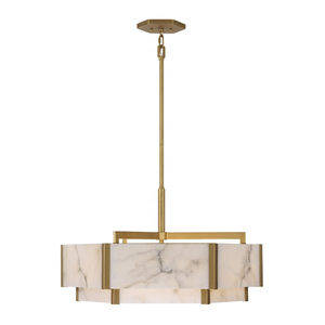 Lámpara de salón de latón con forma redonda de alabastro de lujo clásico, luces colgantes de mármol, candelabro de mesa de comedor Rectangular grande - Product Image 4