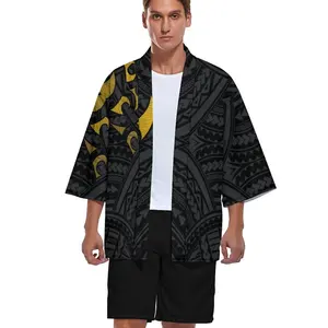 Cardigan ample homme avec tatouage en or, nouveau style tribal polynése, décontracté, 2020