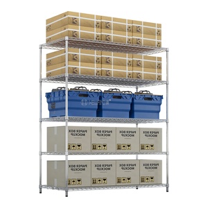 Étagères empilables de rangement réglables personnalisées, étagère et support en fil d'acier pour batterie à 5 niveaux chromés pour entrepôt - Product Image 1