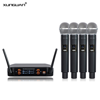 GLXD4-4CH Bon prix, microphone sans fil infrarouge IR 4 canaux, microphone dynamique sans fil, récepteur en plastique et micro portable semi-métallique