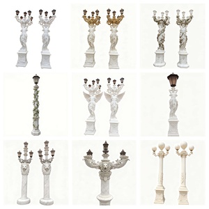 Lampe Sculpture de Statue de Femme en Marbre Blanc Solide Sculptée à <span class=keywords><strong>la</strong></span> Main sur Mesure Design Européen pour <span class=keywords><strong>la</strong></span> Décoration de <span class=keywords><strong>la</strong></span> Cour du Manoir - Product Image 5