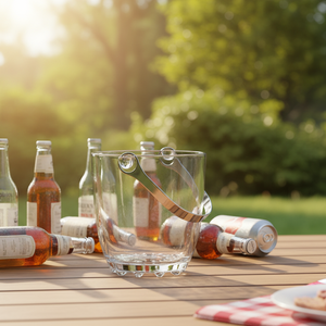 Seau à glace de <span class=keywords><strong>camping</strong></span> de style américain en cristal sans plomb de 1 L avec poignée en acier inoxydable, modèle ALP OCEAN BT006 avec logo - Product Image 3