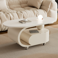 Mesa de Té Móvil Butter Wind para Sala de Estar, Estilo Wabi-Sabi de Lujo Ligero, Tablero de MDF con Aspecto de Roca, Nueva