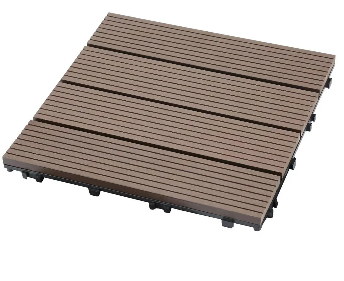 Carreaux de terrasse en bois composite à grille pour l'extérieur Carreaux de terrasse à emboîtement Wpc Carreaux de bricolage Carreaux composites à relief profond