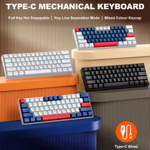 T60 61keys Mechanical Wired Gaming <b>Keyboard</b> <b>Customized</b> Hot-Swap RGB Backlit Multimedia Function <b>Keys</b> for Laptop/PC - Product Image 6