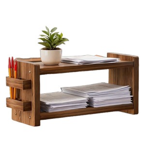 Solid Wood <b>Kitchen</b> Countertop Storage <b>Rack</b> With Cup Holder And Utensil Organizer For Bar Counter Use - Product Image 5