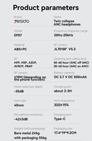 Casque ANC hybride à double alimentation Yesido EP07 BT5.3, structure ultra-légère, autonomie de batterie longue durée, EP07