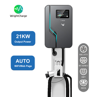Nueva Estación de Carga para Vehículos Eléctricos 21kW IP65 con Pantalla LCD Tipo 1 NACS Tipo 2 Mennekes GB/T Gris para Carga Pública WrightCharge
