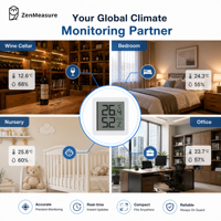 Higrómetro Digital ZenMeasure de Ultra Larga Duración (12 Meses) con Batería CR2032 Preinstalada para Distribución Masiva