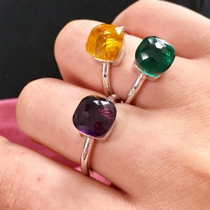 Bague de luxe en acier inoxydable avec tête de champignon, incrustation de zircon carré, étanche, pour femme, vente en gros - Product Image 1