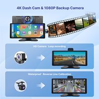Universel 10.26 pouces sur le tableau de bord sans fil Carplay et Android Auto Car Monitor avec écran tactile Dash Camera Backup Camera