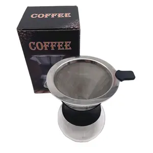 Paslanmaz çelik taşınabilir Metal örgü süzgeç yeniden kullanılabilir kahve filtresi standı tutucu ile