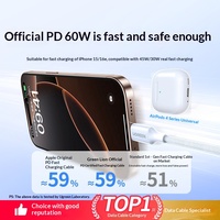 Kabel Data Pengisian Cepat L502 Dual Type-C PD 60W untuk iPhone 15 Pro Max untuk Ponsel CarPlay