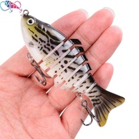 Vente en gros 16g/10cm leurre de pêche méné multi-articulé yeux 3D appât dur segmenté eau salée multi-sections coulant leurres de pêche