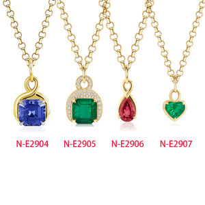 Collar de plata 925 Gemnel con esmeralda de calidad y diamantes talla Asscher Pirouette, ideal para regalo. - Product Image 6